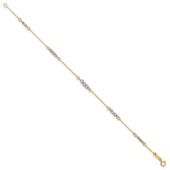 14K Two-Tone Mirror Beaded 7.25 inch Bracelet
