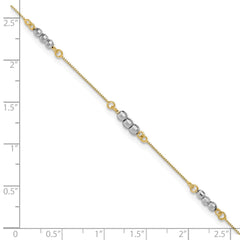 14K Two-Tone Mirror Beaded 7.25 inch Bracelet