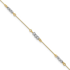 14K Two-Tone Mirror Beaded 7.25 inch Bracelet