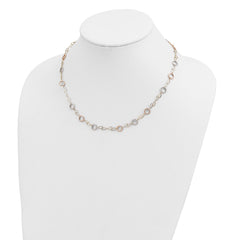 14k Tri-color Polished and Textured Round Circles and Ovals 18 inch Necklace