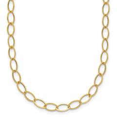 14k Polished 4mm Fancy Oval Link 18 inch Necklace