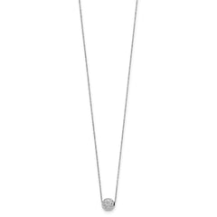 14k White Gold Polished Textured 6mm Bead 18 inch Necklace