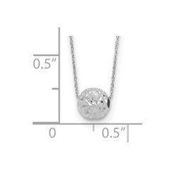 14k White Gold Polished Textured 6mm Bead 18 inch Necklace