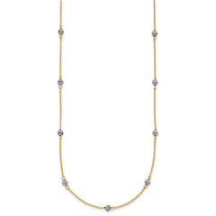 14K Two-tone Diamond-cut Beads 16 inch Station Necklace Plus 2 inch Extender