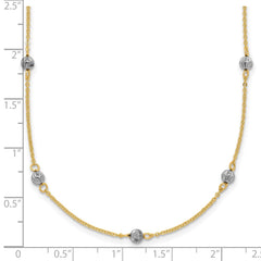 14K Two-tone Diamond-cut Beads 16 inch Station Necklace Plus 2 inch Extender