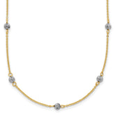 14K Two-tone Diamond-cut Beads 16 inch Station Necklace Plus 2 inch Extender