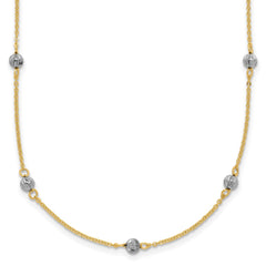 14K Two-tone Diamond-cut Beads 16 inch Station Necklace Plus 2 inch Extender