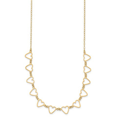 14K Open Flat Hearts 16 inch Necklace Plus 2 inch Extender