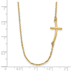 14k Polished Small Sideways Curved Cross 19 inch Necklace