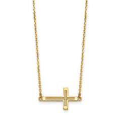 14k Polished Cut-out Sideways Cross 19 inch Necklace