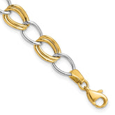 14K Two-Tone Polished 8mm Fancy Open Curb Link 7.5 inch Bracelet