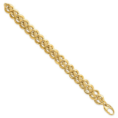 14k Polished and Textured 15mm Fancy Link 8 inch Bracelet