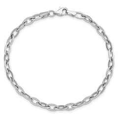 14K White Gold Polished Fancy Oval Link 7.5 inch Bracelet