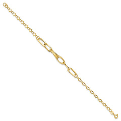 14k Polished Textured Fancy Link 7.75 inch Bracelet