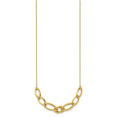 14k Polished and Textured Fancy Link 17.5 inch Necklace