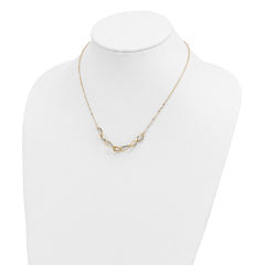 14k Polished and Textured Fancy Link 17.5 inch Necklace