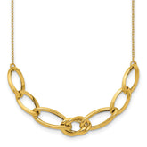 14k Polished and Textured Fancy Link 17.5 inch Necklace