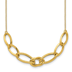 14k Polished and Textured Fancy Link 17.5 inch Necklace
