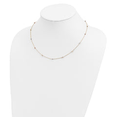 14k Tri-color Polished Diamond-cut Beads 18 inch Station Necklace