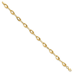 14k Polished 8mm Fancy Oval Link 7.5 inch Bracelet