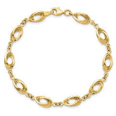 14k Polished 8mm Fancy Oval Link 7.5 inch Bracelet