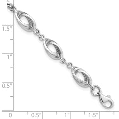 14K White Gold Polished 8mm Fancy Oval Link 7.5 inch Bracelet
