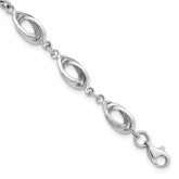 14K White Gold Polished 8mm Fancy Oval Link 7.5 inch Bracelet