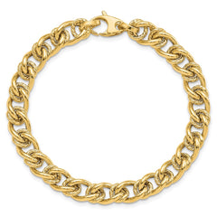 14K Polished 7mm Fancy Link 7.5 inch Bracelet