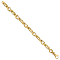 14k Polished 7mm Fancy Double Link 7.5 inch Bracelet