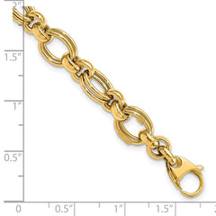 14k Polished 7mm Fancy Double Link 7.5 inch Bracelet