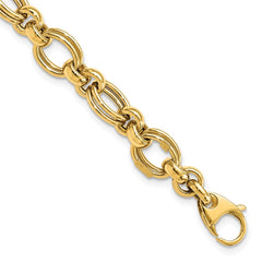 14k Polished 7mm Fancy Double Link 7.5 inch Bracelet