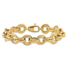 14K Polished 11mm Fancy Double Link Cable 8 inch Bracelet