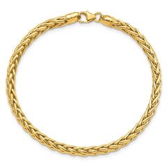 14k Polished 4mm Fancy Wheat Link 7.5 inch Bracelet