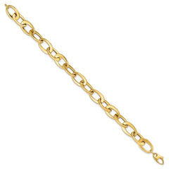 14k Polished 9.7mm Fancy Cable Link 8 inch Bracelet