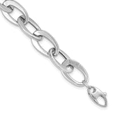 14k White Gold Polished 9.7mm Fancy Cable Link 8 inch Bracelet