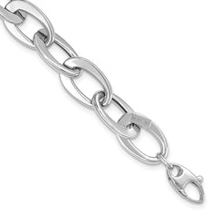14k White Gold Polished 9.7mm Fancy Cable Link 8 inch Bracelet
