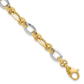 14K Two-tone Polished 8.2mm Fancy Link 7.75 inch Bracelet