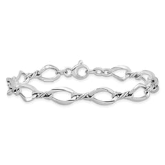 14k White Gold Polished 8.8mm Fancy Twisted Link 7.5 inch Bracelet