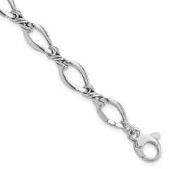 14k White Gold Polished 8.8mm Fancy Twisted Link 7.5 inch Bracelet