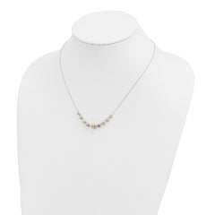 14k Two-tone Polished Diamond-cut Graduated Barrel Beads 18 inch Necklace