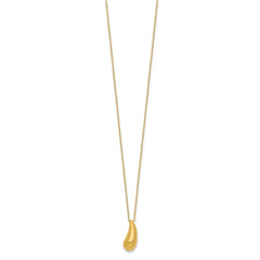 14k Polished Puffed Teardrop Pendant 18 inch Necklace