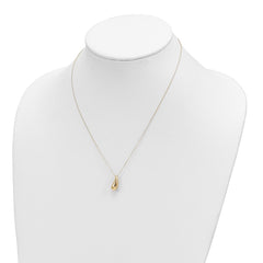 14k Polished Puffed Teardrop Pendant 18 inch Necklace