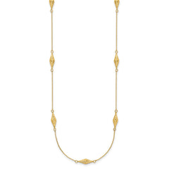 14k Polished and Diamond-cut Fancy Beaded 18 inch Necklace