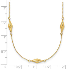 14k Polished and Diamond-cut Fancy Beaded 18 inch Necklace