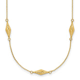 14k Polished and Diamond-cut Fancy Beaded 18 inch Necklace