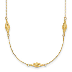 14k Polished and Diamond-cut Fancy Beaded 18 inch Necklace