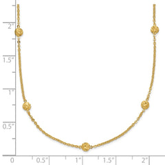 14k Polished Diamond-cut Tiny Puffed Circles 15-Station 18 inch Necklace
