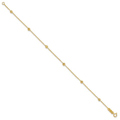 14K Polished and Diamond-cut Tiny Puffed Circles 6-Station 7.25 inch Bracelet