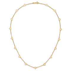 14k Polished Open Hearts with Heart Link Chain 16 inch Station Necklace