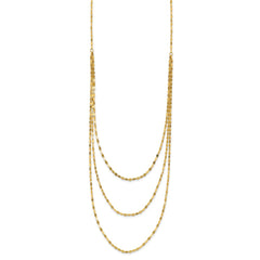 14k Polished Triple Strand Bib Fancy Chain 19.5 inch Necklace